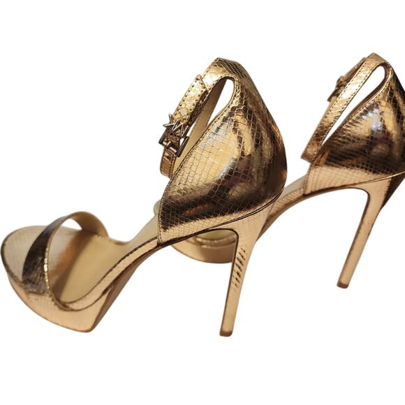 Michael Kors Women's Gold Animal Metallic Leather Platform Sandal Size 8.5 *read - Picture 4 of 10